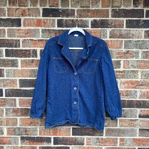 Vintage Yellow-Stitch Denim Button-Up Shirt